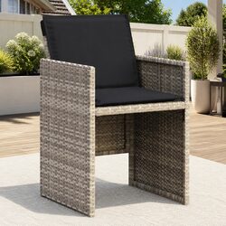 4-Piece Grey Poly Rattan Outdoor Garden Chairs Set