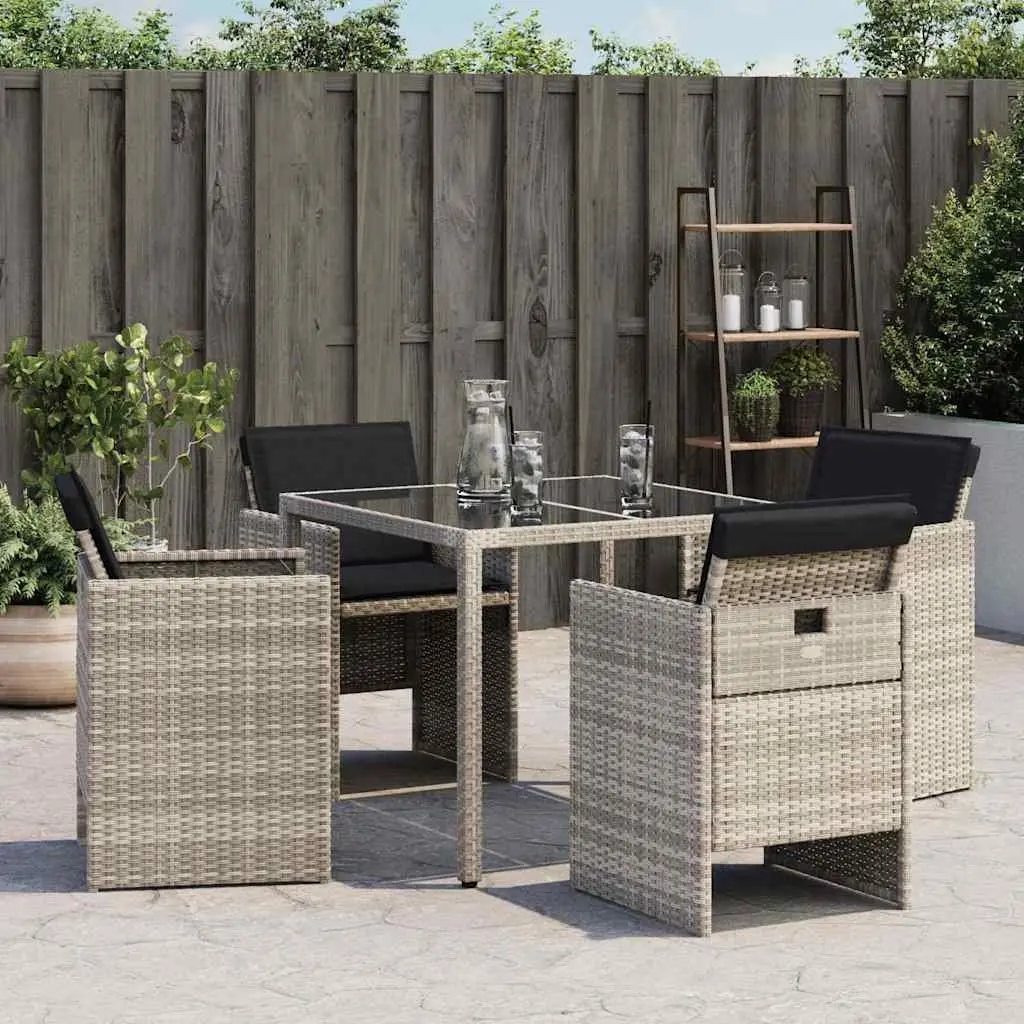 Outdoor Garden Chairs Poly Rattan 4 pcs Grey with Cushions