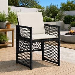 4-Piece Black Poly Rattan Outdoor Garden Chair Set