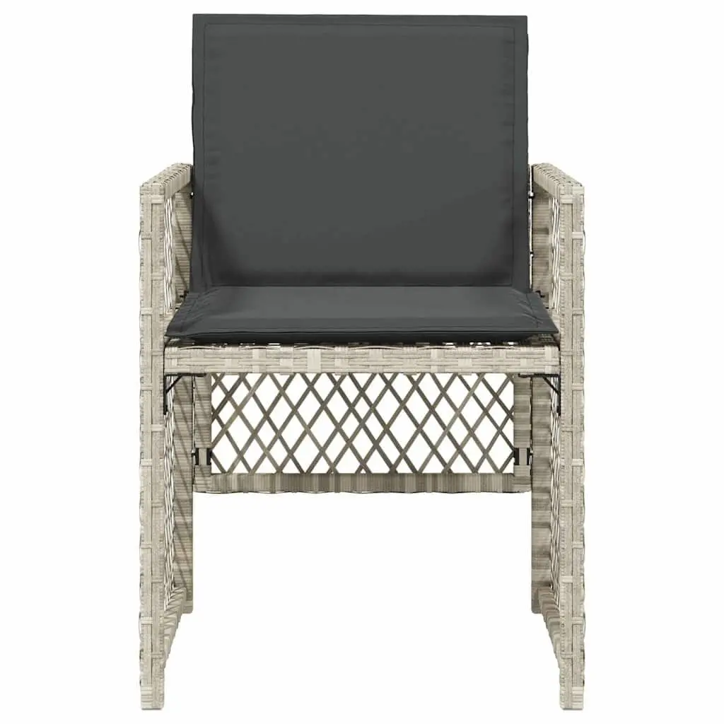 Garden Chairs PE Rattan Folding Outdoor Seating with Cushions Grey Set of 4