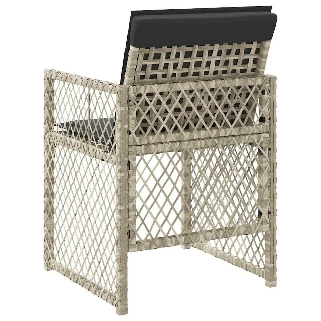 Garden Chairs PE Rattan Folding Outdoor Seating with Cushions Grey Set of 4