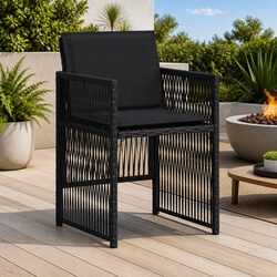 Durable 4pc Black Poly Rattan Garden Chair Set