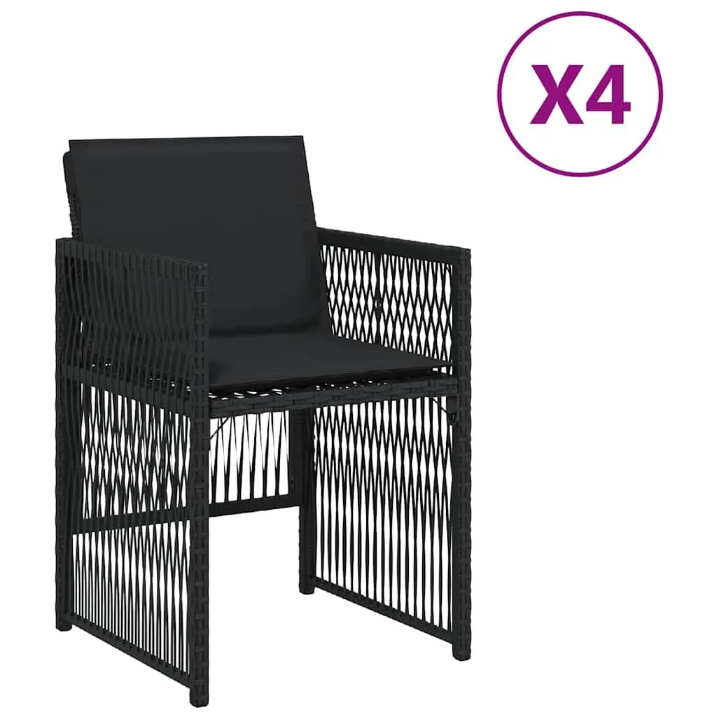 4pc Black Poly Rattan Garden Chair Set