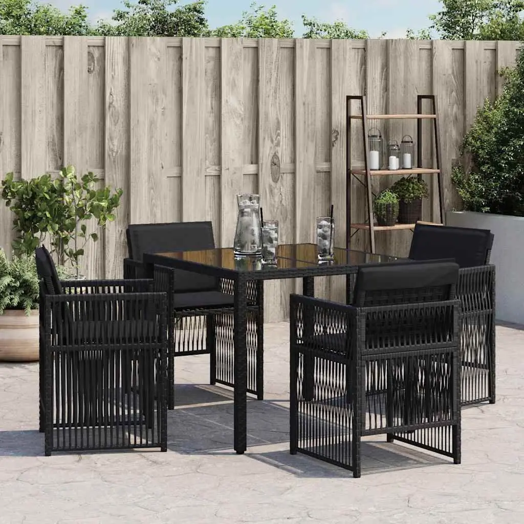 4pc Black Poly Rattan Garden Chair Set