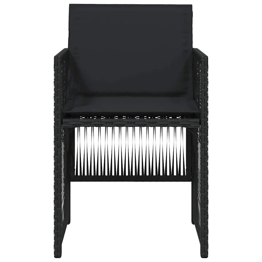 4pc Black Poly Rattan Garden Chair Set