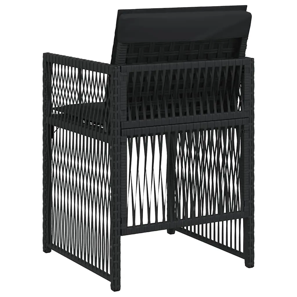 4pc Black Poly Rattan Garden Chair Set