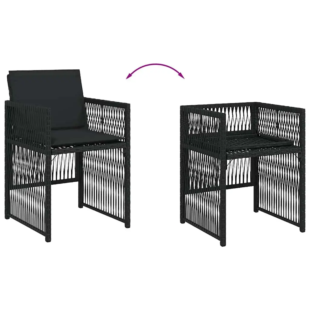 4pc Black Poly Rattan Garden Chair Set