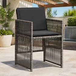 Set of 4 Grey Poly Rattan Outdoor Garden Chairs with Cushions