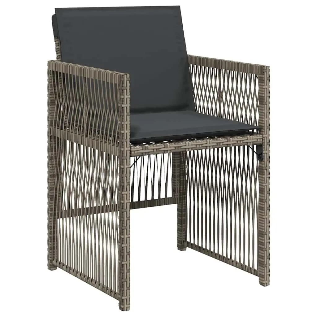 Set of 4 Grey Poly Rattan Outdoor Garden Chairs with Cushions