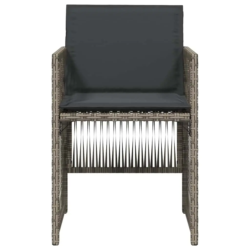 Set of 4 Grey Poly Rattan Outdoor Garden Chairs with Cushions