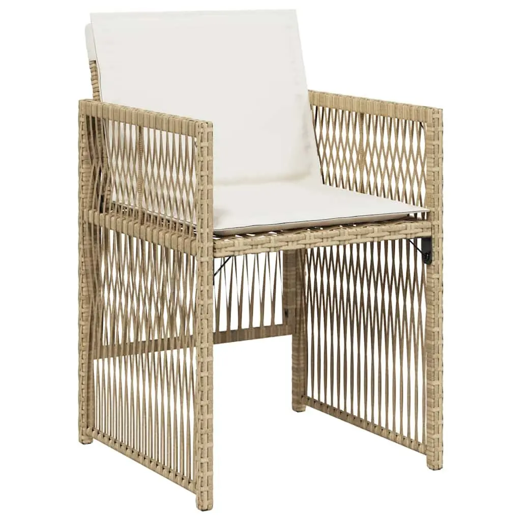 Outdoor Garden Chairs Set PE Rattan Beige with Cushions 4 Piece
