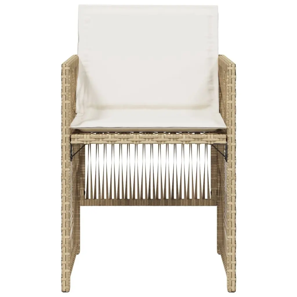 Outdoor Garden Chairs Set PE Rattan Beige with Cushions 4 Piece