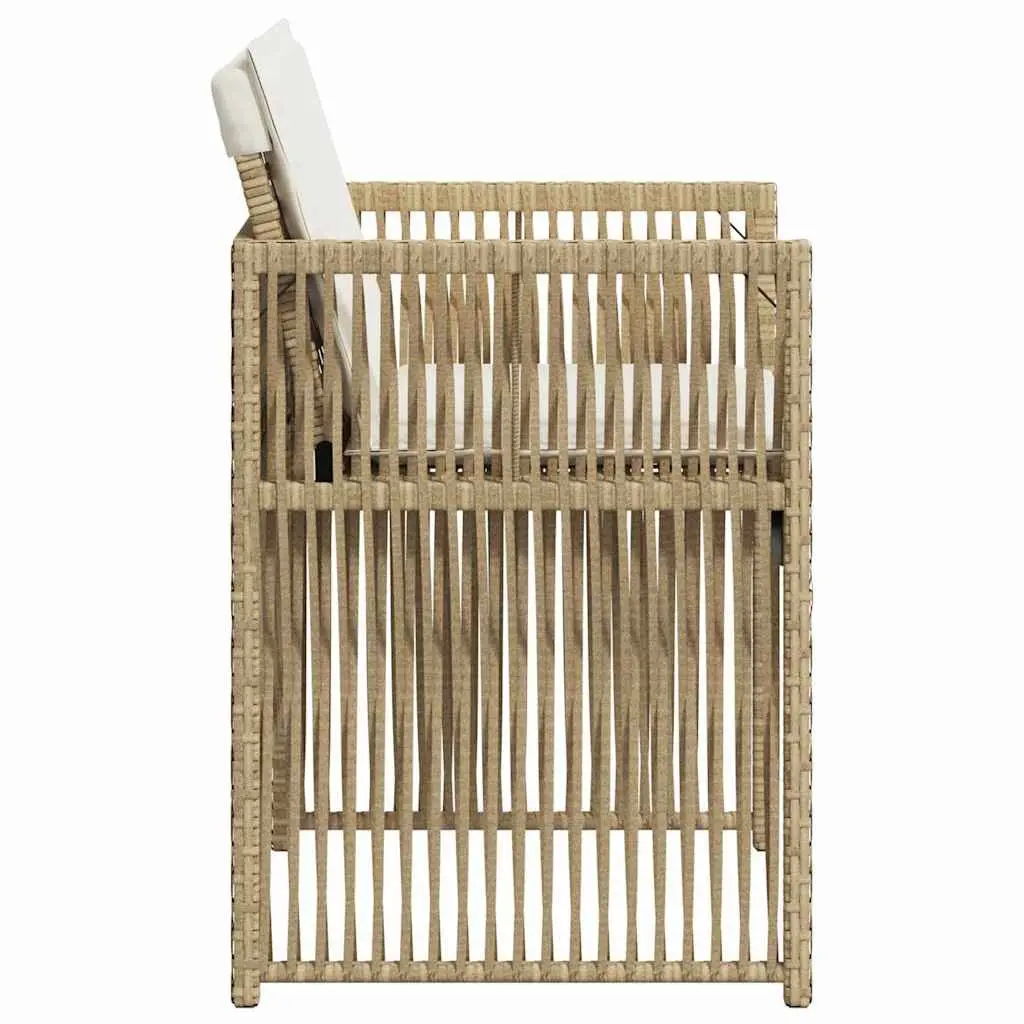 Outdoor Garden Chairs Set PE Rattan Beige with Cushions 4 Piece