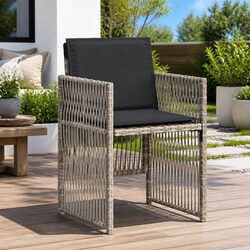 Premium 4 Piece Garden Chairs Set with Cushions - Grey