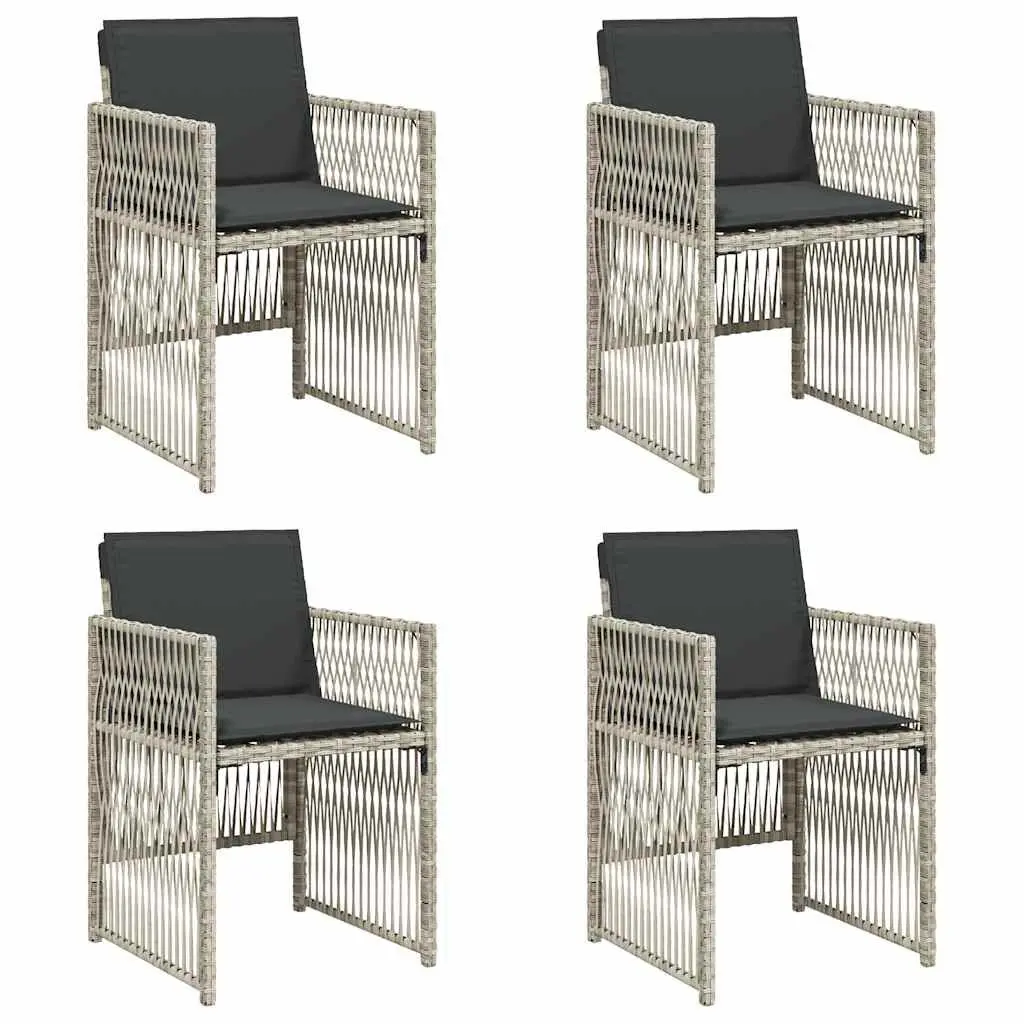 Outdoor Garden Chairs 4 Piece Set with Cushions Grey Patio Seating Furniture