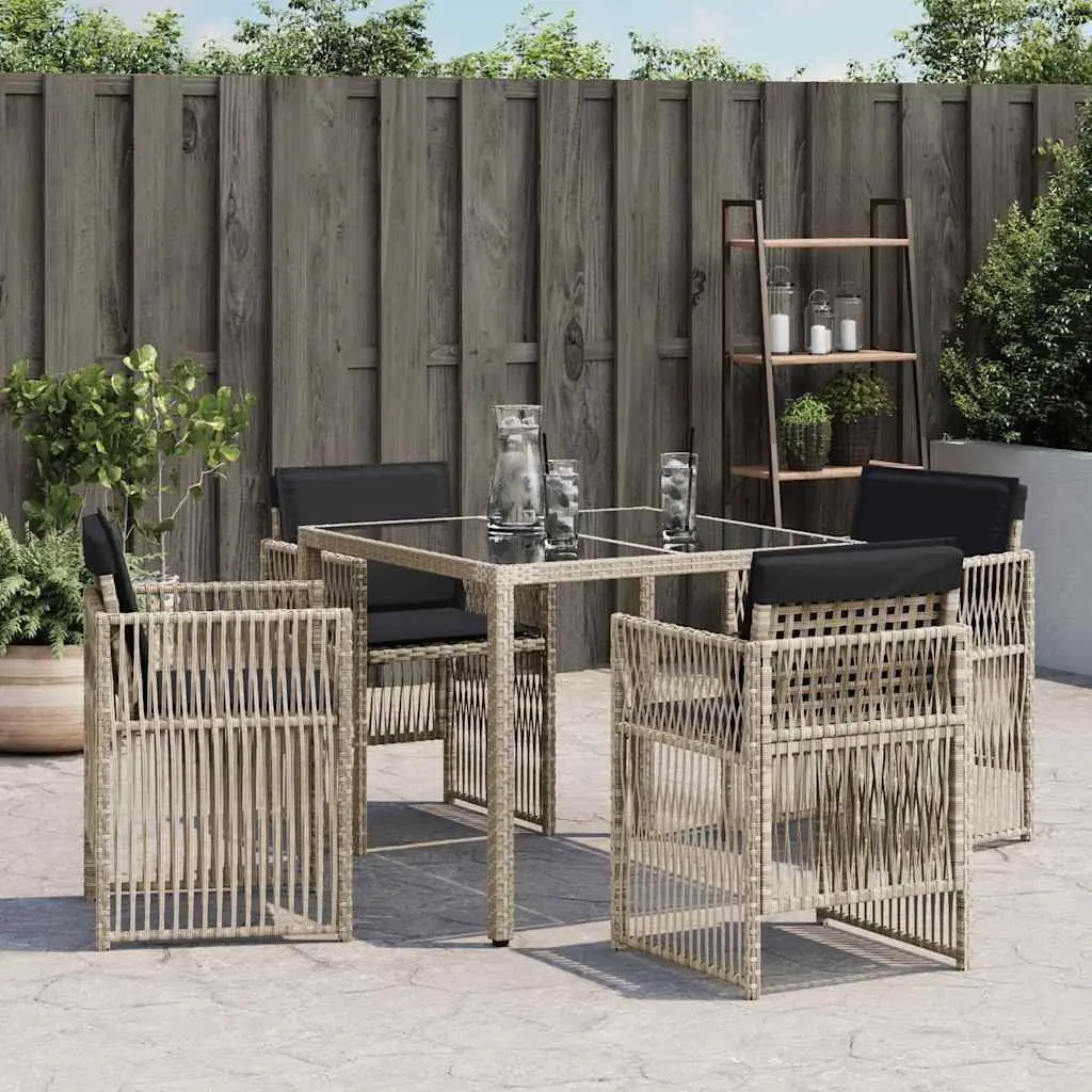 Outdoor Garden Chairs 4 Piece Set with Cushions Grey Patio Seating Furniture