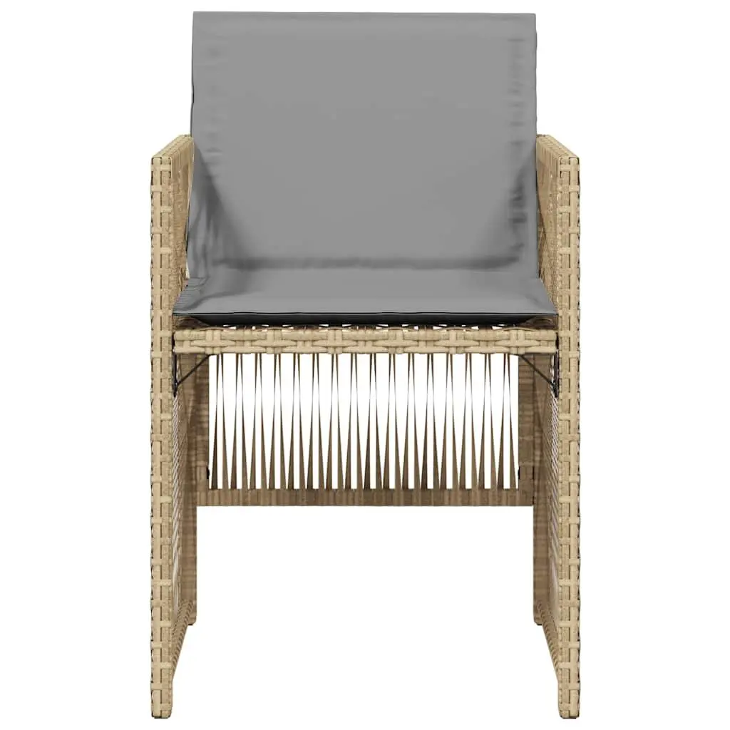 Garden Chairs Set 4 Piece PE Poly Rattan Cushioned Beige