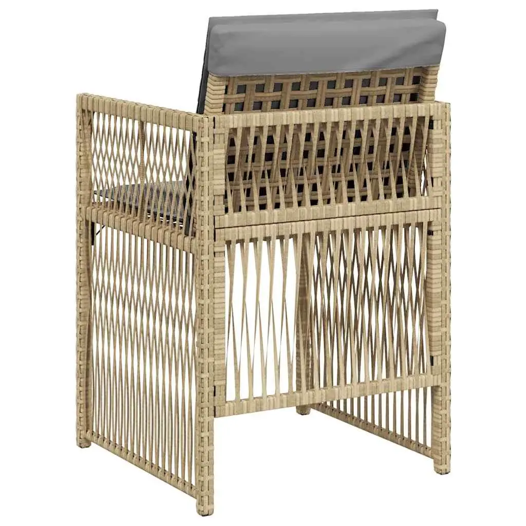 Garden Chairs Set 4 Piece PE Poly Rattan Cushioned Beige