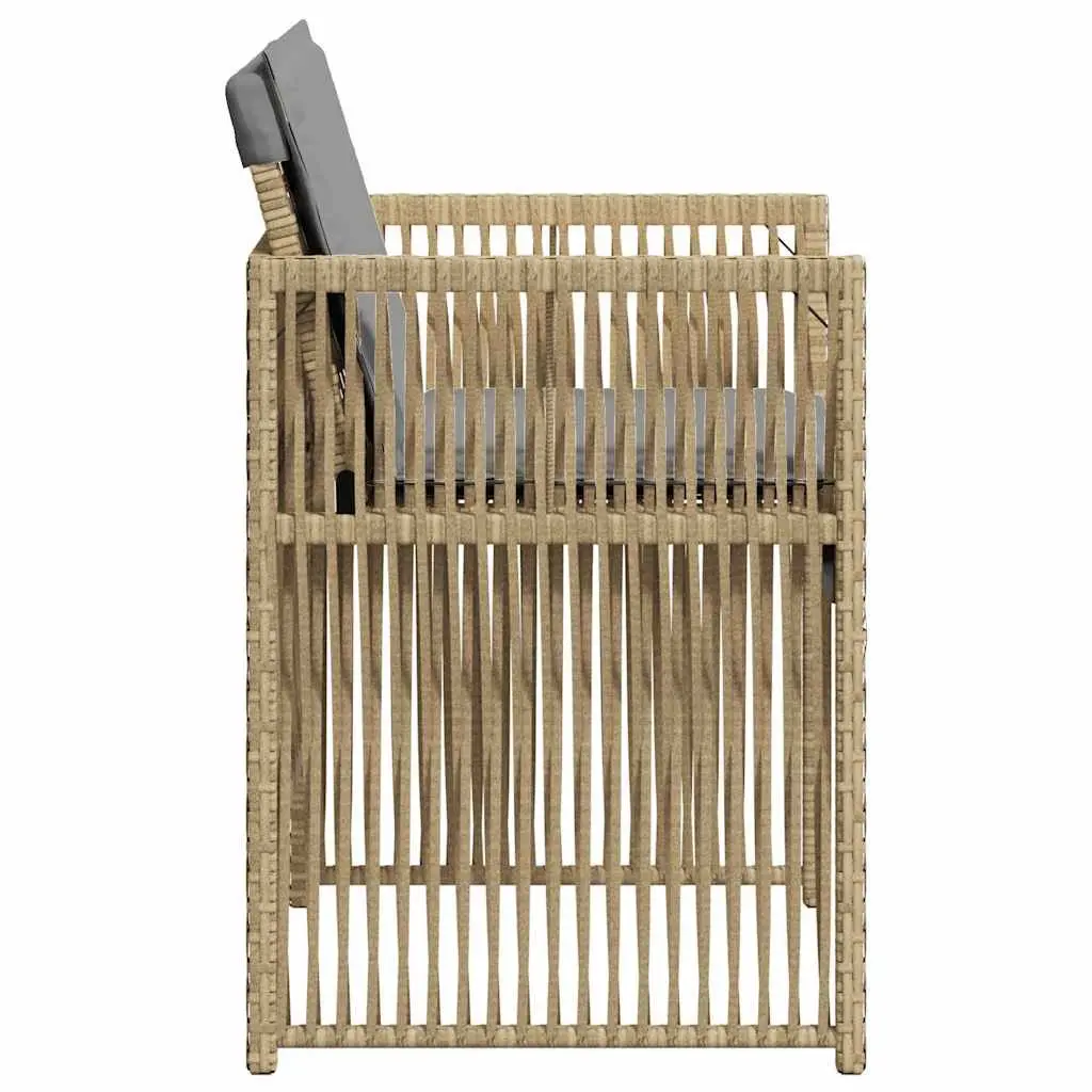 Garden Chairs Set 4 Piece PE Poly Rattan Cushioned Beige