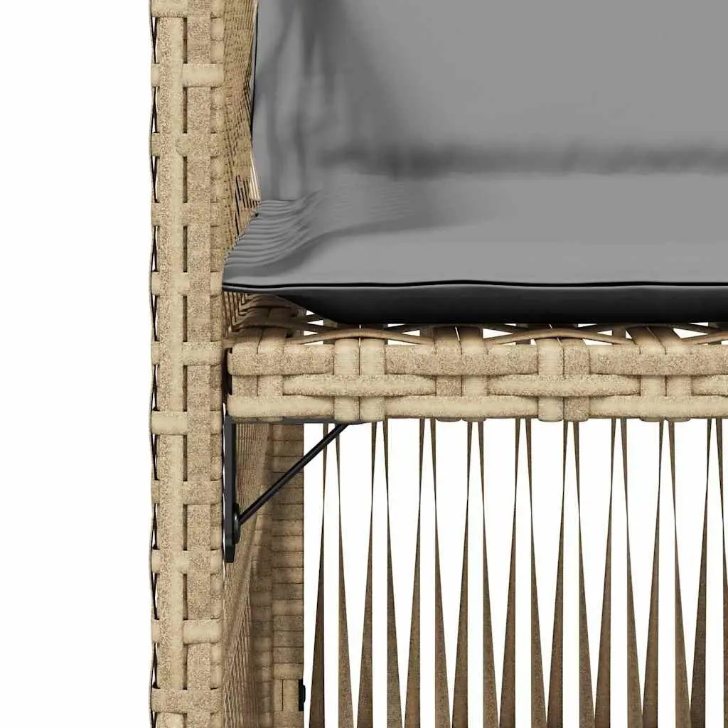Garden Chairs Set 4 Piece PE Poly Rattan Cushioned Beige