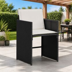 4-Piece Black PE Rattan Outdoor Chairs with Cushions