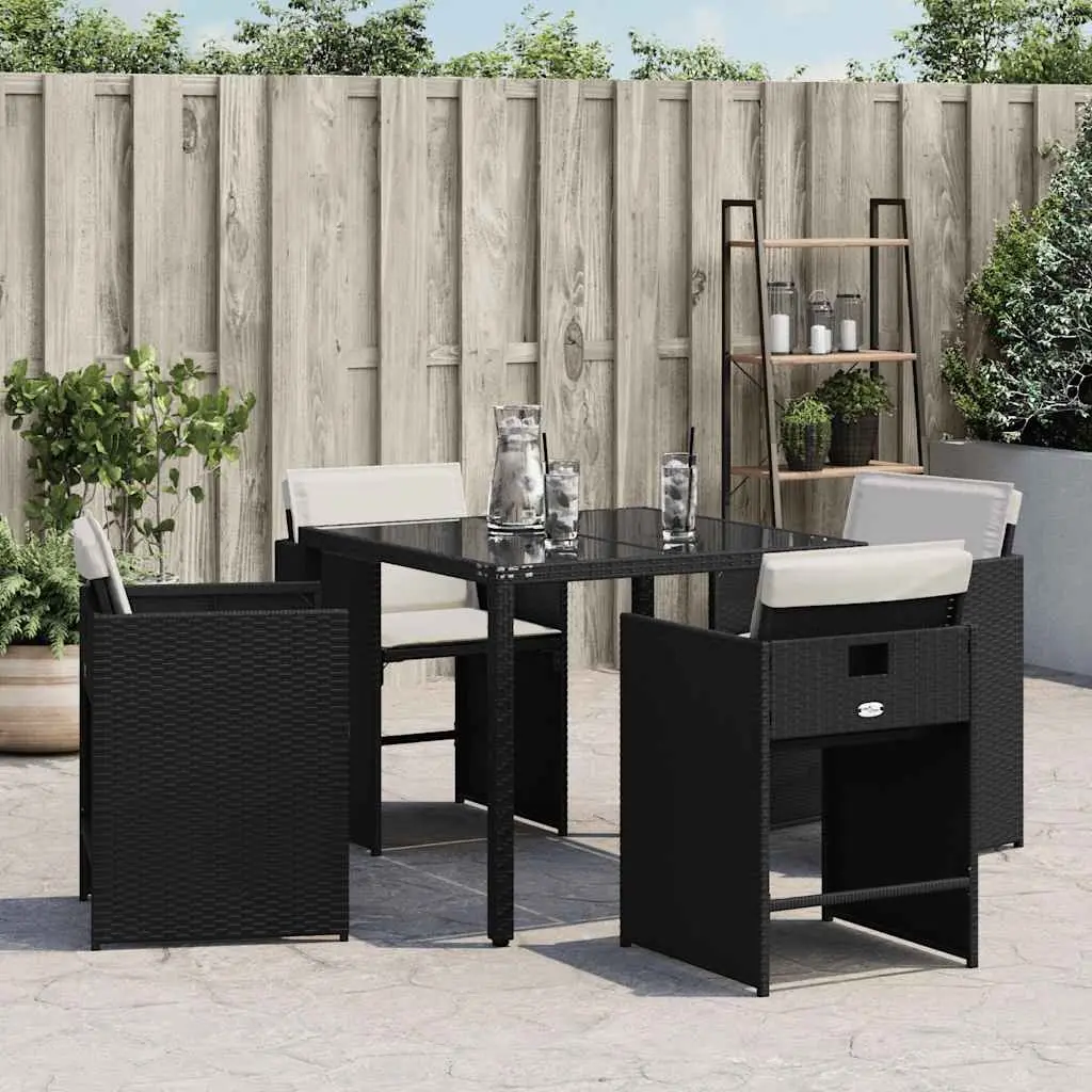 Outdoor Chairs PE Rattan 4 Piece Garden Seating Black with Cushions