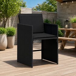 Durable Black Poly Rattan Outdoor Chairs Set of 4