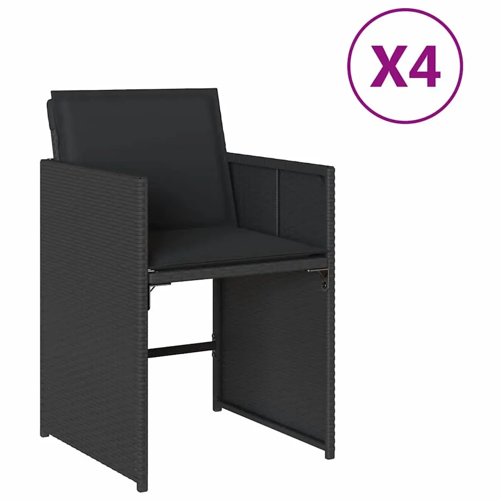 Black Poly Rattan Outdoor Chairs Set of 4