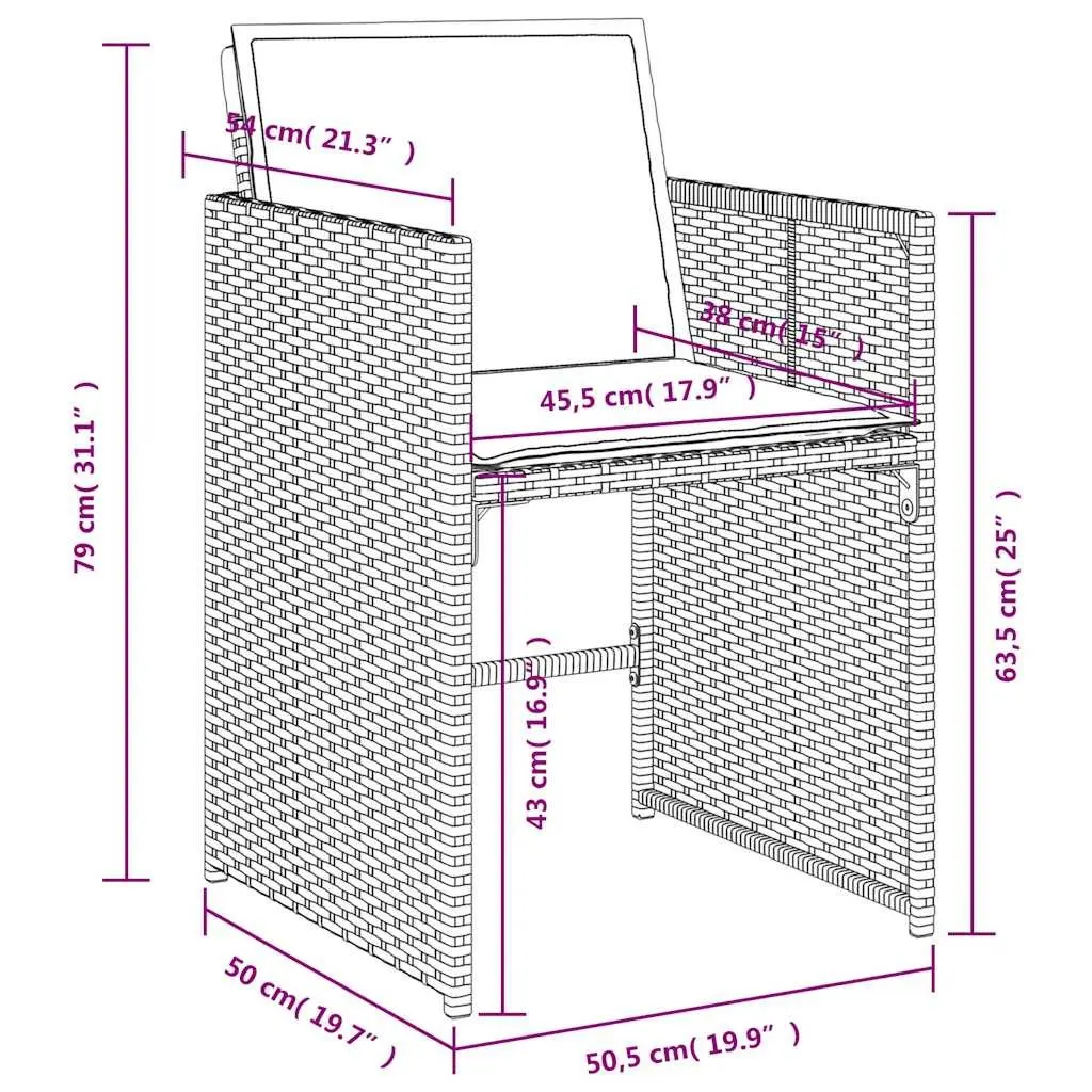 Black Poly Rattan Outdoor Chairs Set of 4