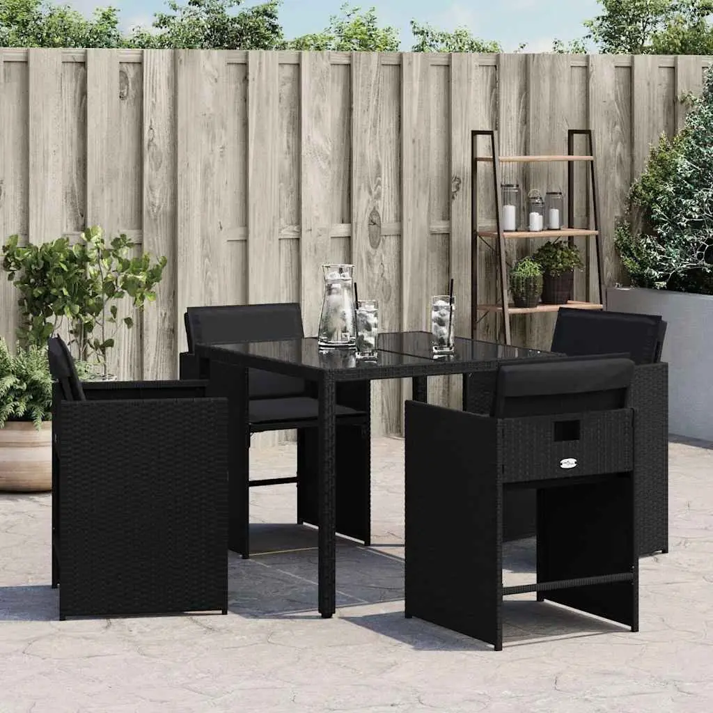 Black Poly Rattan Outdoor Chairs Set of 4