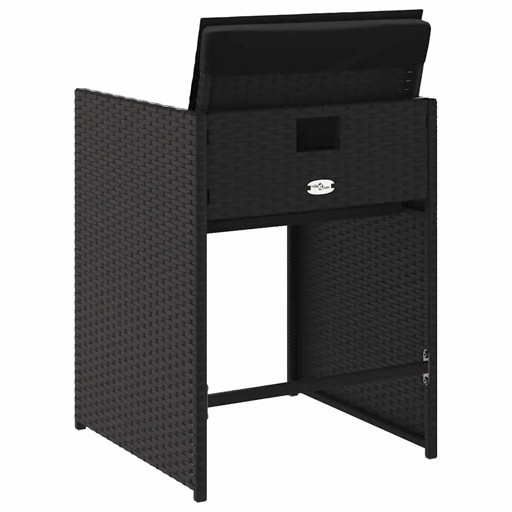 Black Poly Rattan Outdoor Chairs Set of 4