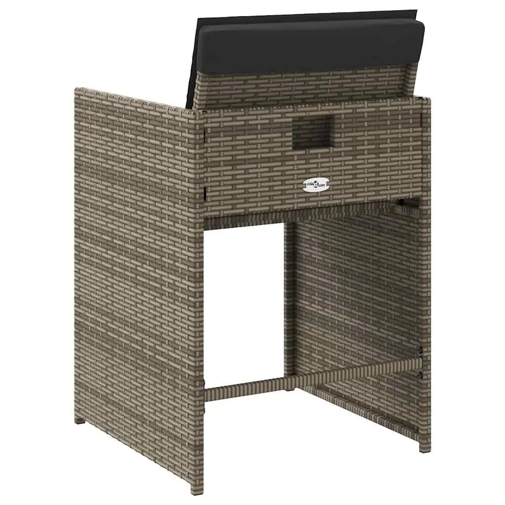 Outdoor Garden Chairs Poly Rattan Grey 4 Piece Set with Padded Cushions Folding