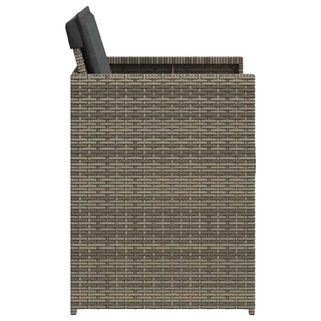 Outdoor Garden Chairs Poly Rattan Grey 4 Piece Set with Padded Cushions Folding