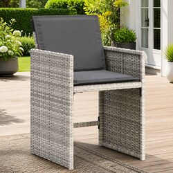 Stylish Grey Poly Rattan Garden Chairs with Cushions – 4 pcs