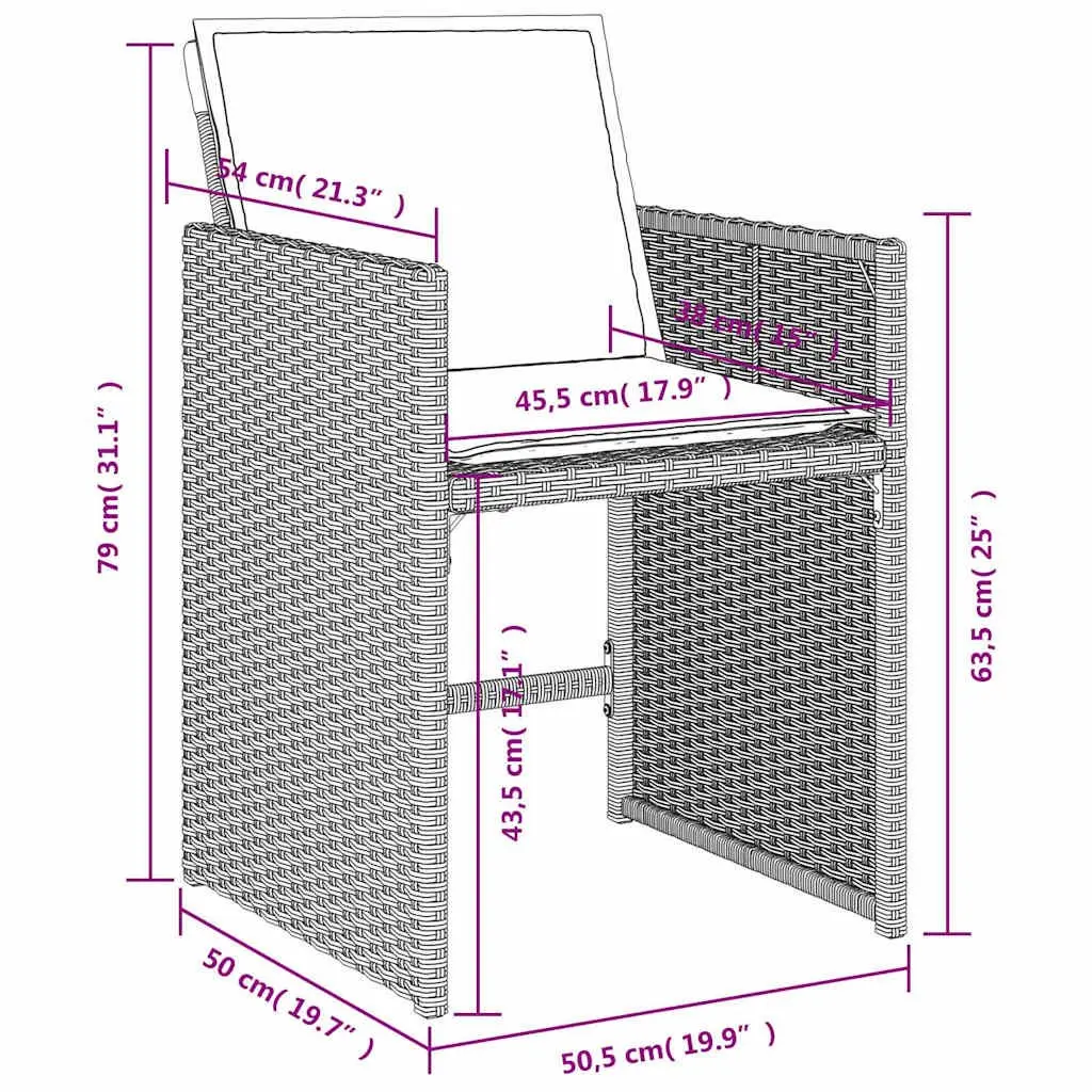 Garden Chairs with Cushions 4 pcs Grey Poly Rattan Outdoor Seating Furniture