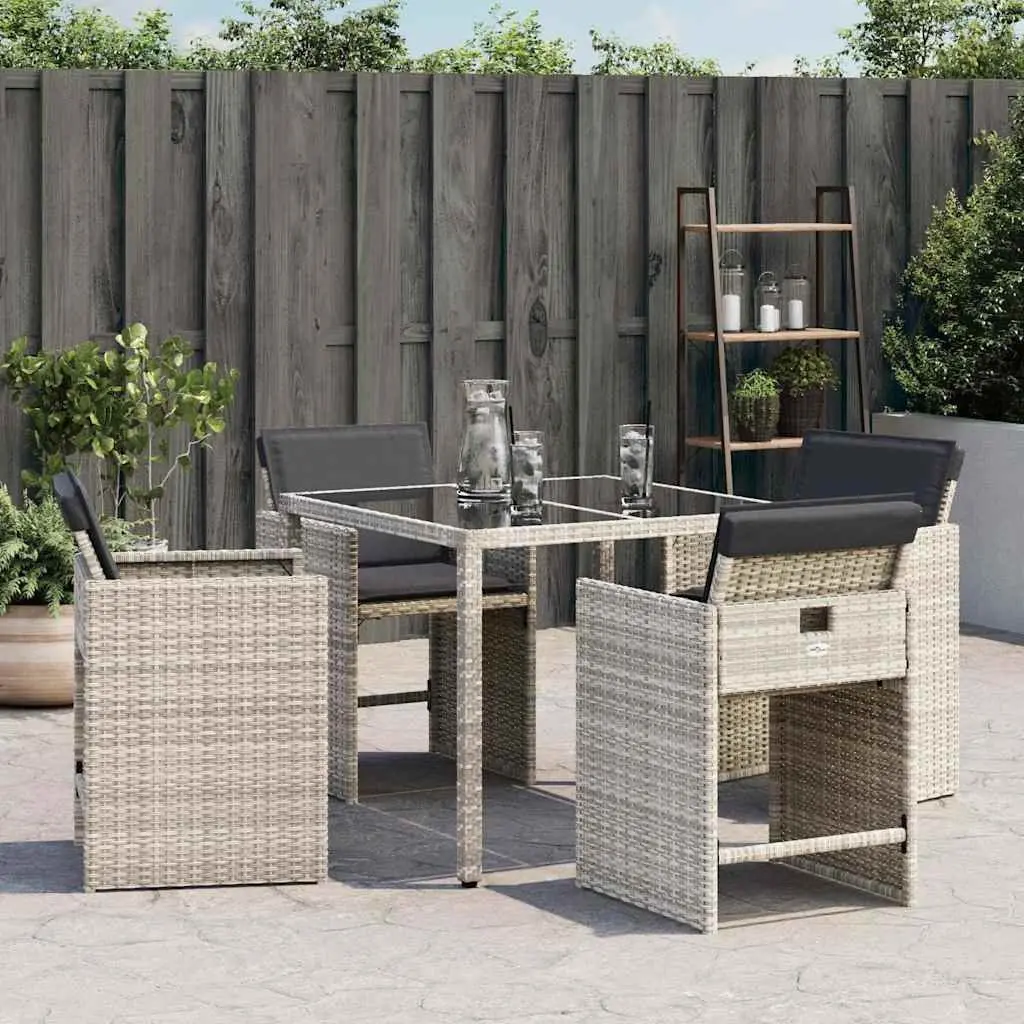 Garden Chairs with Cushions 4 pcs Grey Poly Rattan Outdoor Seating Furniture