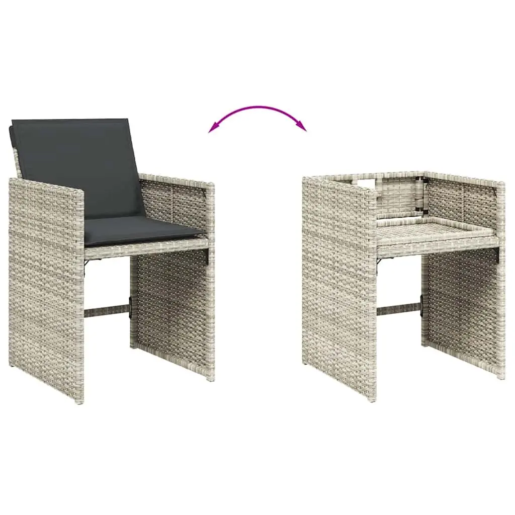 Garden Chairs with Cushions 4 pcs Grey Poly Rattan Outdoor Seating Furniture
