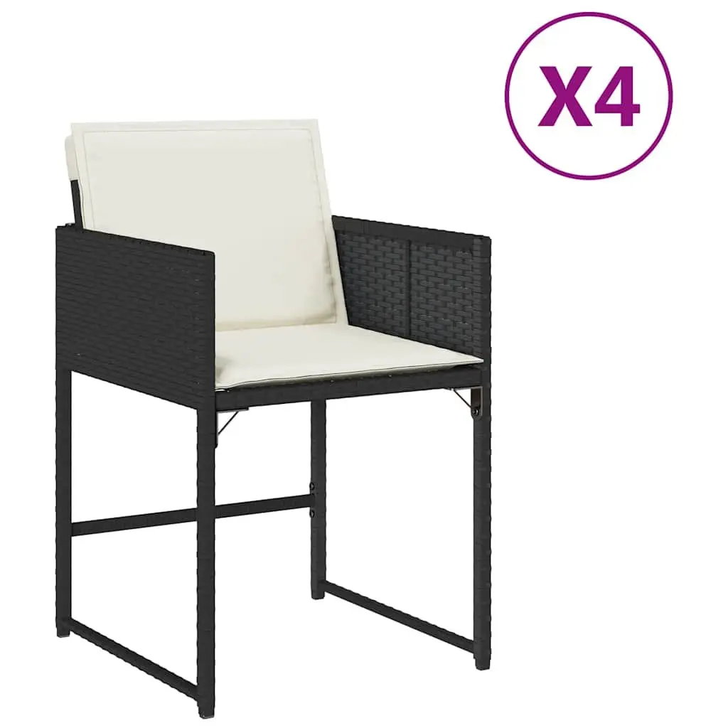 Garden Chairs 4 Piece Poly Rattan Black with Cushions