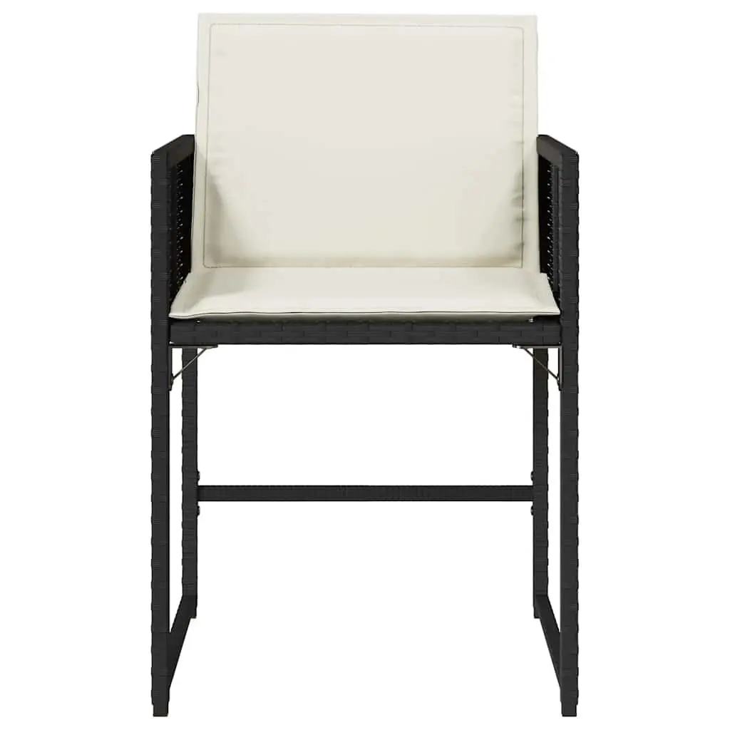 Garden Chairs 4 Piece Poly Rattan Black with Cushions