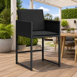4-Piece Black Poly Rattan Outdoor Chair Set with Cushions