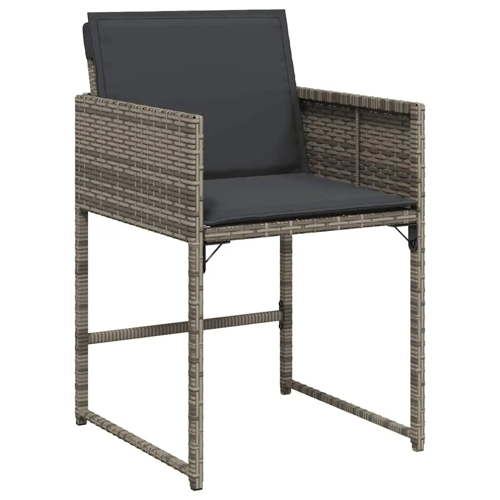 Outdoor Garden Chairs Set PE Poly Rattan 4 pcs Grey with Padded Cushions Backrest