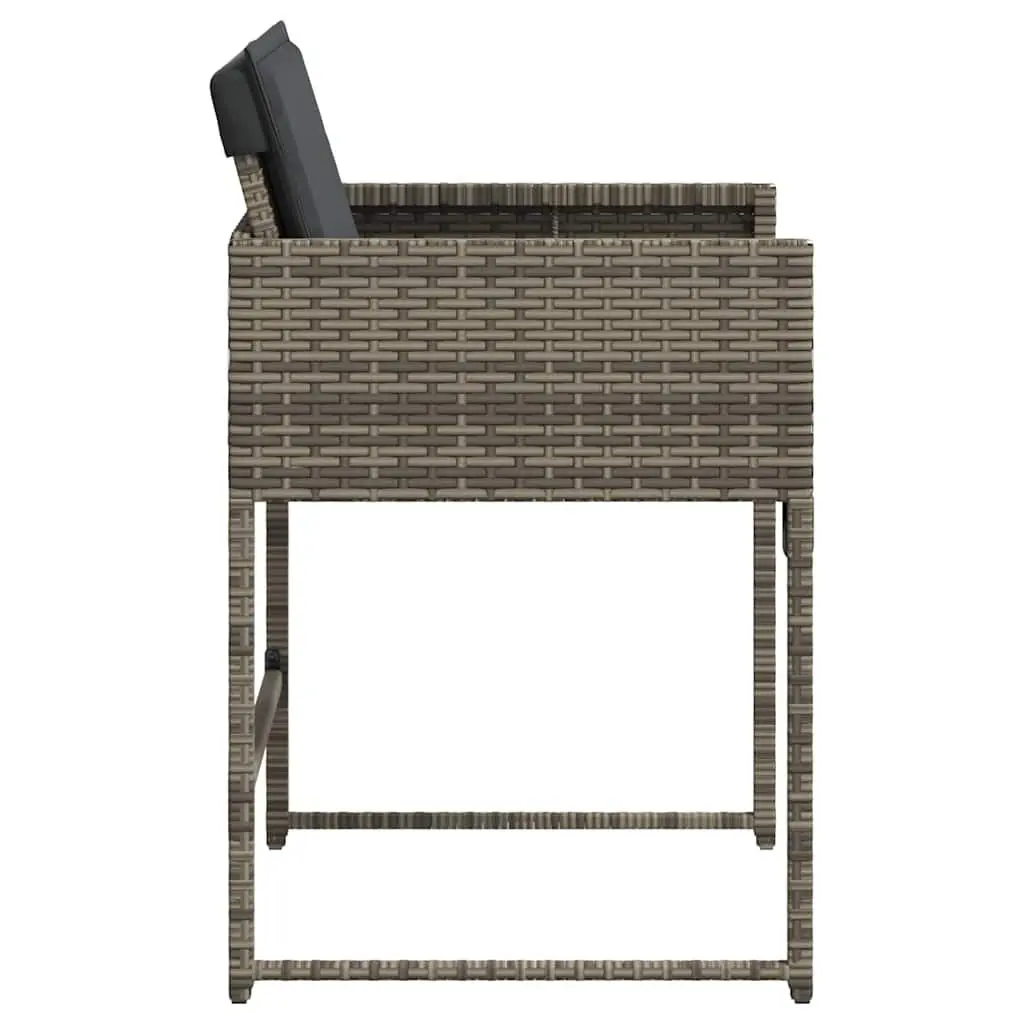 Outdoor Garden Chairs Set PE Poly Rattan 4 pcs Grey with Padded Cushions Backrest