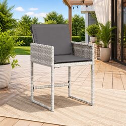 Set of 4 Grey Outdoor Folding Garden Chairs with Cushions