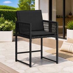 Premium Black PE Rattan Outdoor Garden Chairs Set of 4