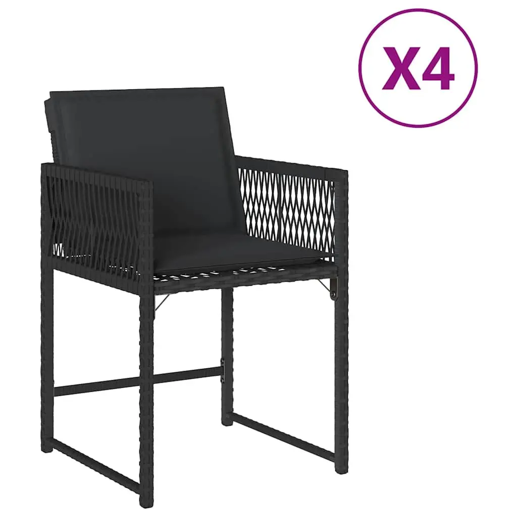 Black PE Rattan Outdoor Garden Chairs Set of 4