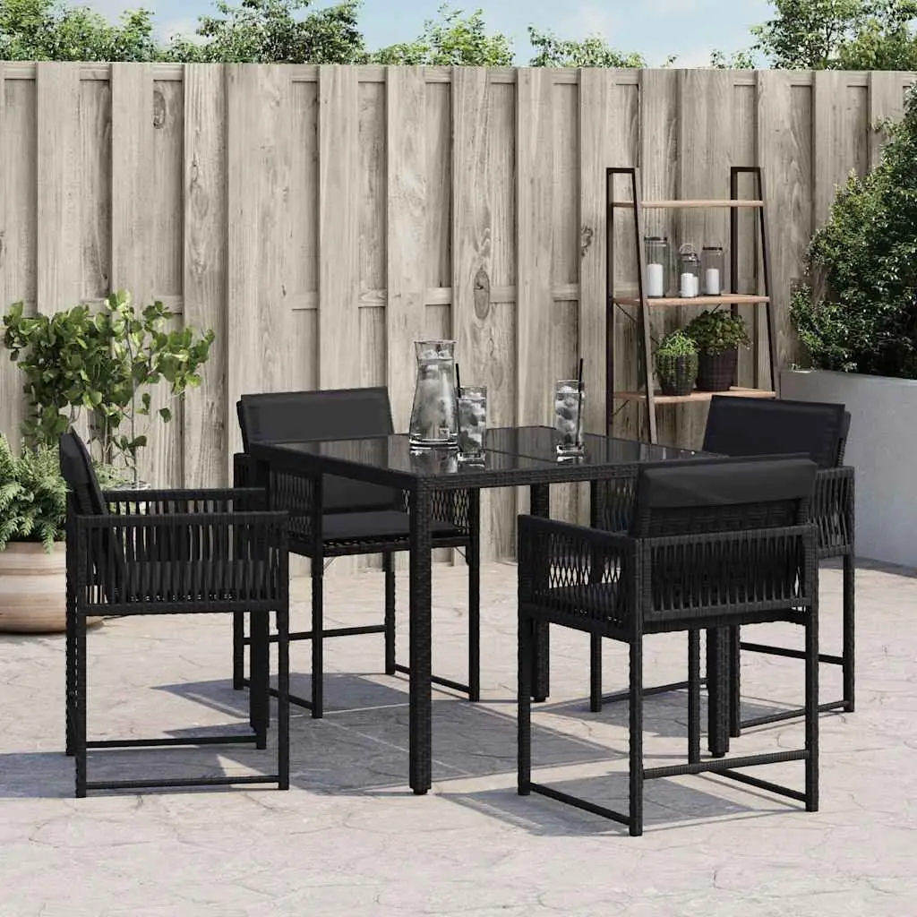 Black PE Rattan Outdoor Garden Chairs Set of 4
