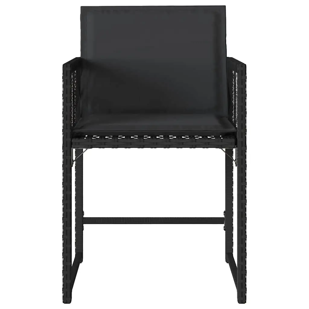 Black PE Rattan Outdoor Garden Chairs Set of 4