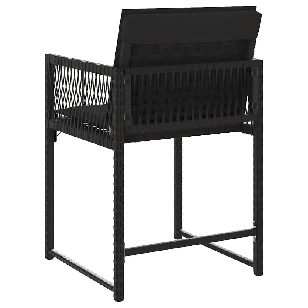 Black PE Rattan Outdoor Garden Chairs Set of 4