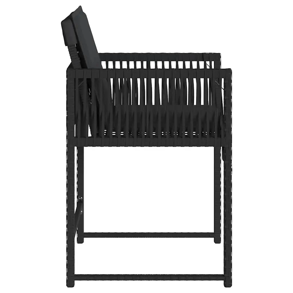 Black PE Rattan Outdoor Garden Chairs Set of 4