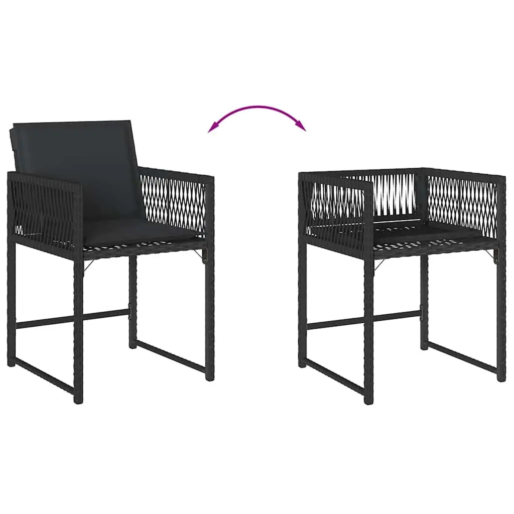 Black PE Rattan Outdoor Garden Chairs Set of 4